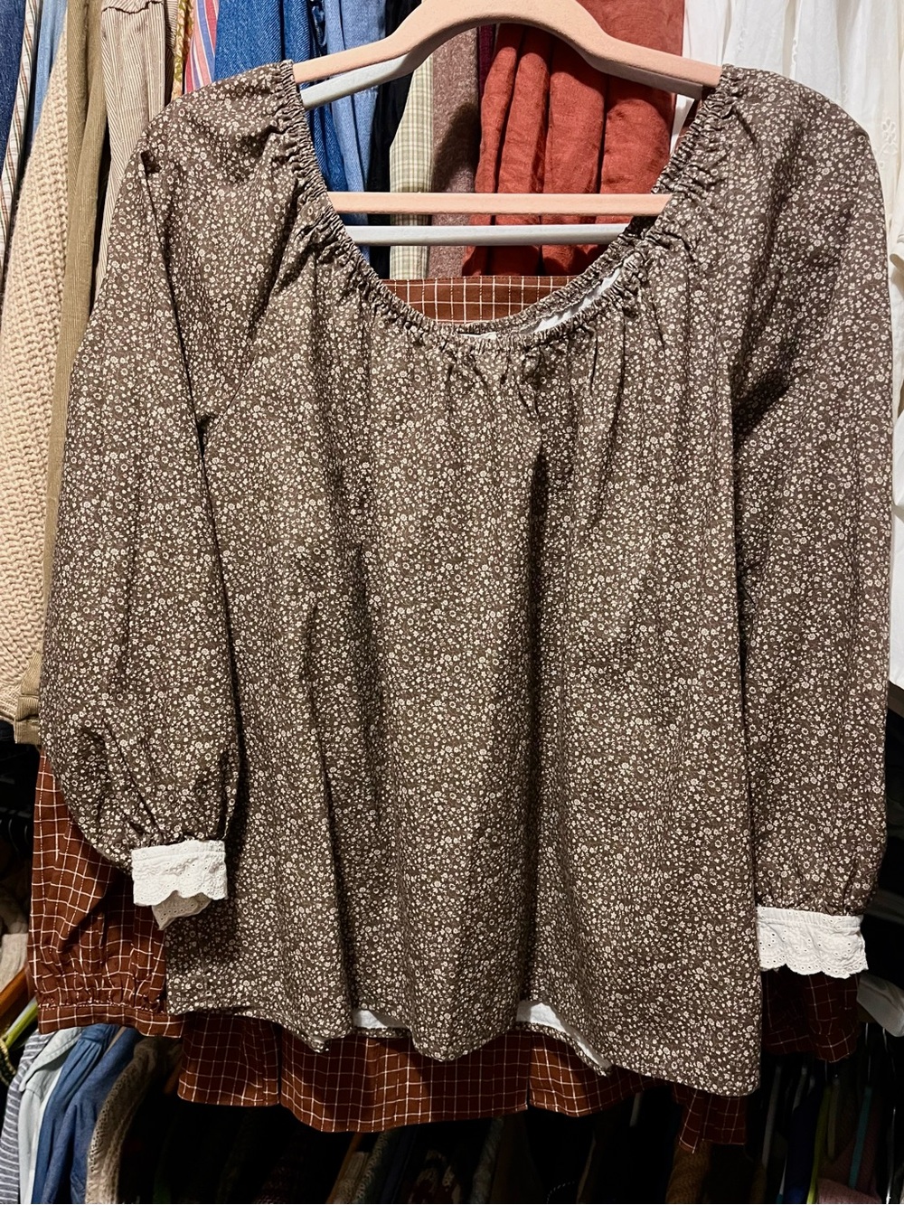 Neuflora Brown Floral Top Blouse NWT